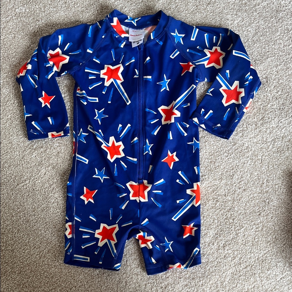 Hanna Andersson Blue and Red Starburst Rashguard